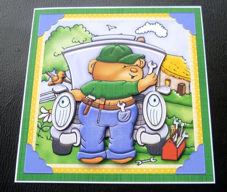 Cheeky Car Mechanic Topper & Decoupage by Charlie Angel