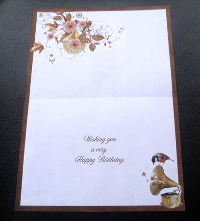 Vintage Gramophone 7x5inch Insert Birthday by Charlie Angel