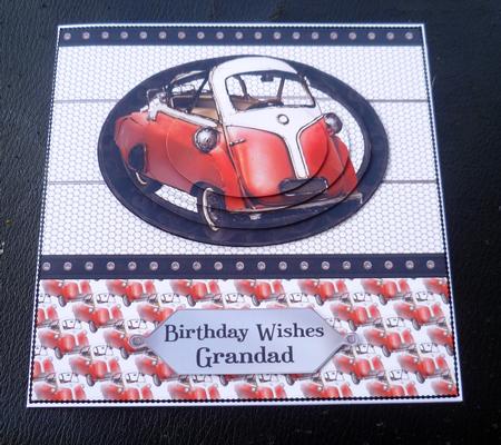 Vintage Car in Red 6inch Oval Pyramid by Charlie Angel