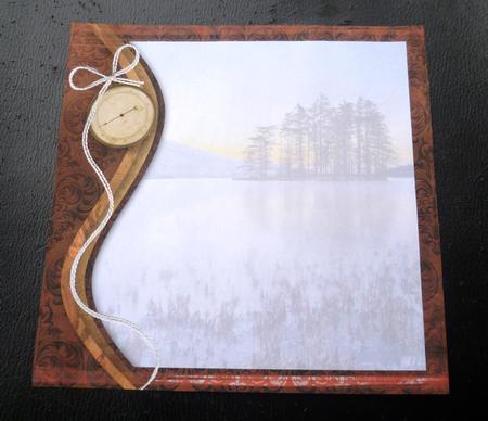 Swirl Border & Compass Sunset Lake Insert 8x8inch by Charlie Angel