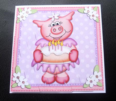 Zoe Piggy's Birthday Cake Wavy Corner Side Stacker by Charlie Angel