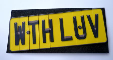 With Love Novelty Number Plate with Side Stacker by Charlie Angel