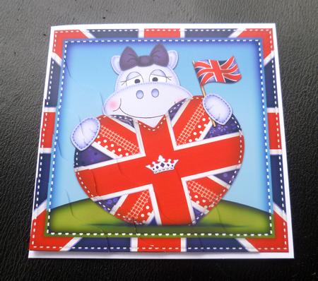 Hilda Hippo's Union Jack Flag Heart Wavy Corner Side Stacker by Charlie Angel