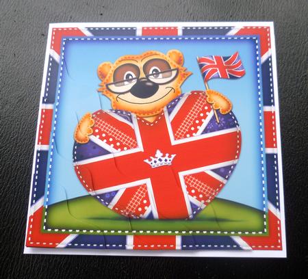 Frank Meerkat's Union Jack Flag Heart Wavy Corner Stacker by Charlie Angel