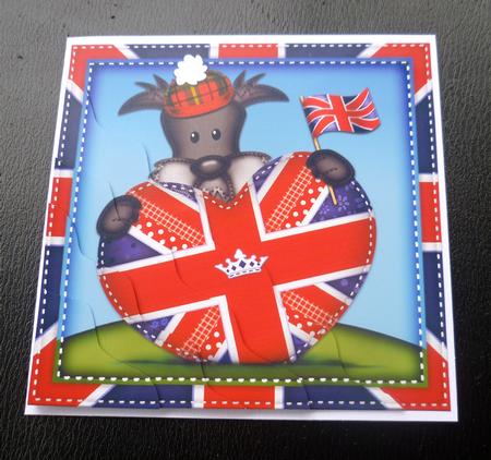 Hamish Dog's Union Jack Flag Heart Wavy Corner Stacker by Charlie Angel