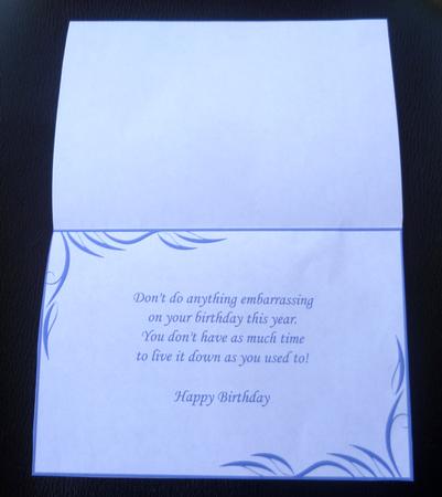 Birthday Insert Humorous Verse in Blue by Charlie Angel