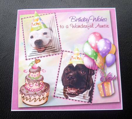White Staffie & Brindle Staffie Birthday 6inch Dual Pyramid by Charlie Angel