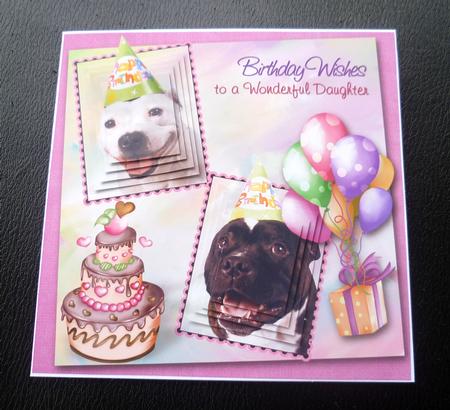 White Staffie & Brindle Staffie Daughter Birthday Pyramid by Charlie Angel