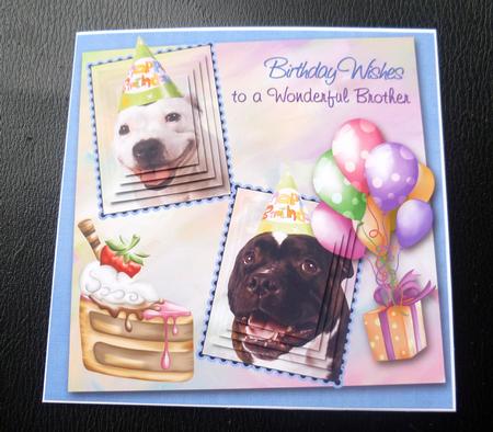 White Staffie & Brindle Staffie Brother Birthday Pyramid by Charlie Angel