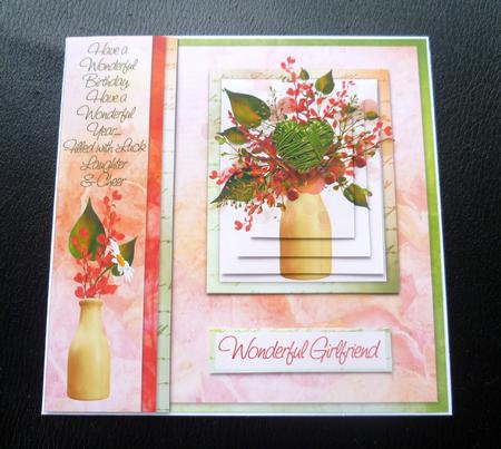 Bookmark Border / Stacker Card Red & Green Flowers 6inch by Charlie Angel