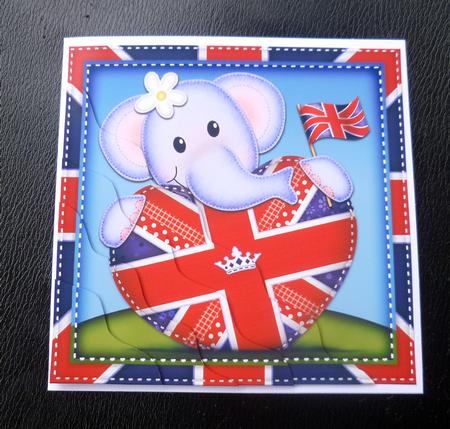Lola Elephant's Union Jack Flag Heart Wavy Corner Stacker by Charlie Angel