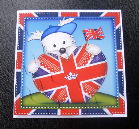 Westie Dog's Union Jack Flag Heart Wavy Corner Stacker by Charlie Angel