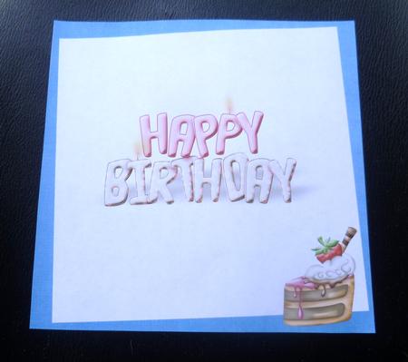 Cake Happy Birthday on Blue Insert 8x8inch by Charlie Angel
