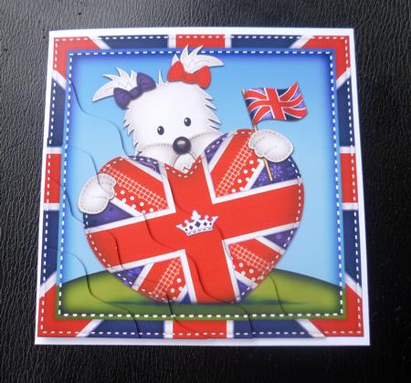 Jess Westie's Union Jack Flag Heart Wavy Corner Side Stacker by Charlie Angel