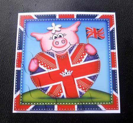 Zoe Piggy's Union Jack Flag Heart Wavy Corner Side Stacker by Charlie Angel