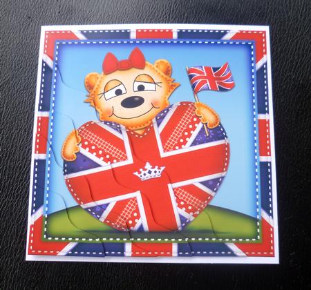 Mia Meerkat's Union Jack Flag Heart Wavy Corner Side Stacker by Charlie Angel