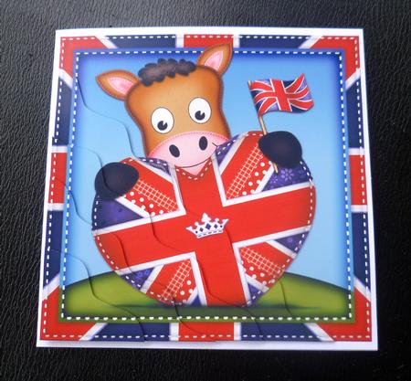Gigi Horse's Union Jack Flag Heart Wavy Corner Side Stacker by Charlie Angel
