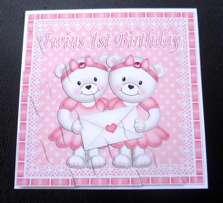 Twins 1st Birthday Teddies Wavy Corner Stacker by Charlie Angel