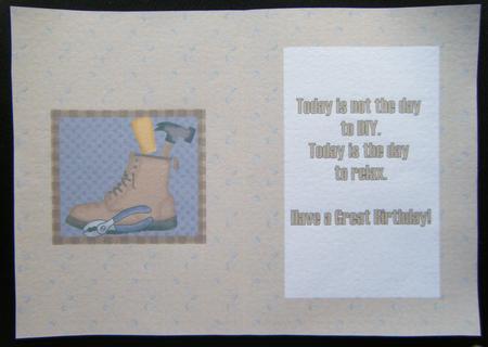 Work Boot and Tools Birthday Insert by Charlie Angel