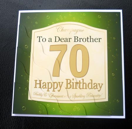 70th Birthday Brother Champagne Label Wavy Corner by Charlie Angel