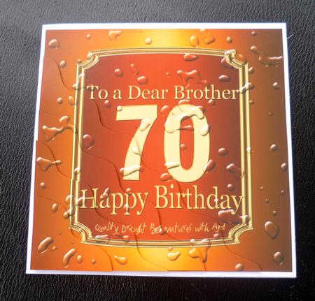 70th Birthday Brother Beer Label Wavy Corner by Charlie Angel