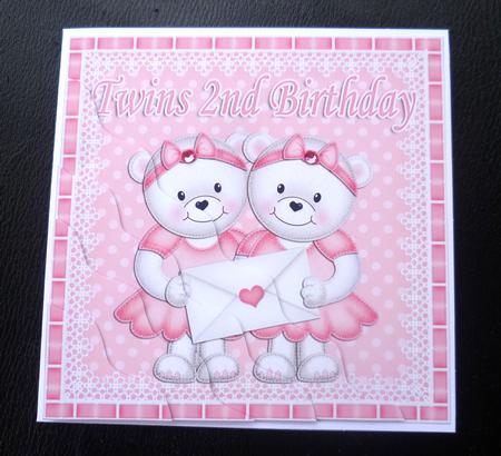 Twins 2nd Birthday Teddies Wavy Corner Stacker by Charlie Angel