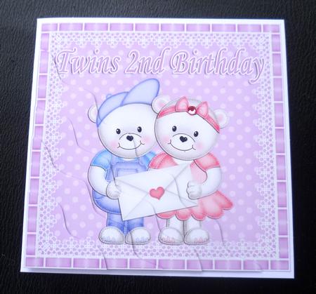 Twins 2nd Birthday Teddies Wavy Corner Stacker by Charlie Angel