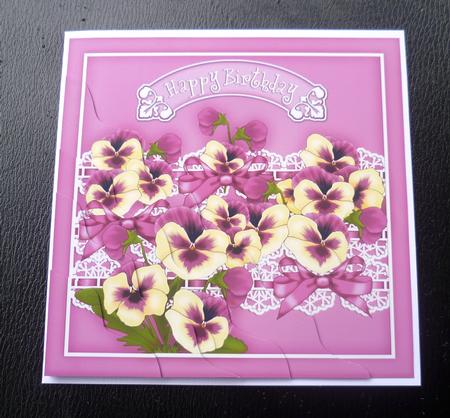 Birthday Pansies N Lace Wavy Corner Side Stacker by Charlie Angel