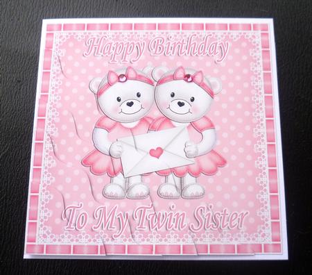 Happy Birthday to My Twin Sister Teddies Wavy Corner Stacker by Charlie Angel