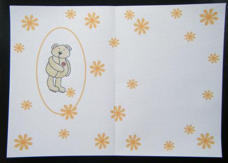 Teddy Bear Insert with Tangerine Flowers by Charlie Angel