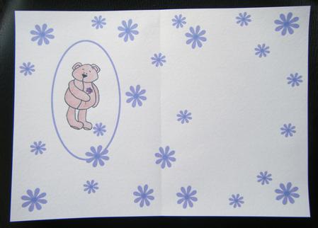 Teddy Bear Insert with Purple Flowers by Charlie Angel