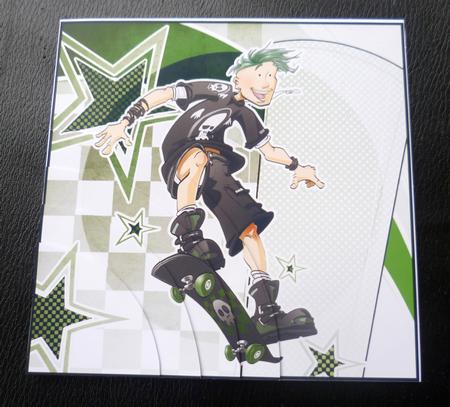 Skater Dude Green 8x8 Quick Card by Charlie Angel