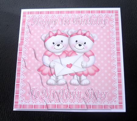 Happy 1st Birthday to My Twin Sister Teddies Wavy Corner by Charlie Angel