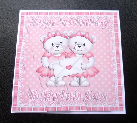 Happy 2nd Birthday to My Twin Sister Teddies Wavy Corner by Charlie Angel