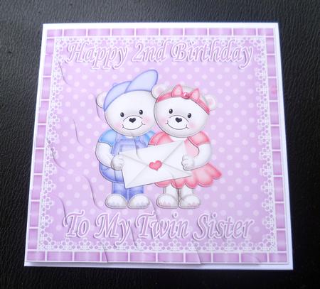 Happy 2nd Birthday to My Twin Sister Teddies Wavy Corner by Charlie Angel