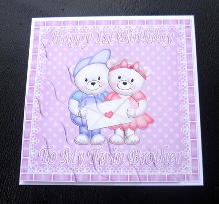 Happy 1st Birthday to My Twin Brother Teddies Wavy Corner by Charlie Angel