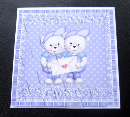 Happy 1st Birthday to My Twin Brother Teddies Wavy Corner by Charlie Angel
