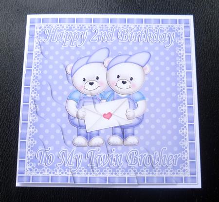 Happy 2nd Birthday to My Twin Brother Teddies Wavy Corner by Charlie Angel
