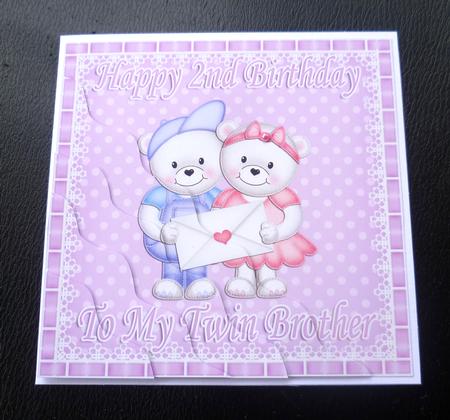 Happy 2nd Birthday to My Twin Brother Teddies Wavy Corner by Charlie Angel