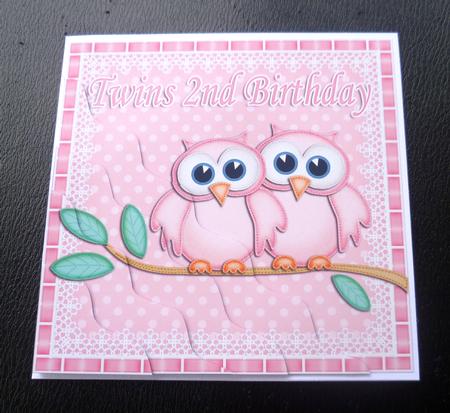 Twins 2nd Birthday Owls Wavy Corner Stacker by Charlie Angel