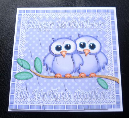 Happy 1st Birthday to My Twin Brother Owls Wavy Stacker by Charlie Angel