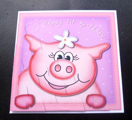 Zoe Piggy 1st Birthday Wavy Corner Side Stacker by Charlie Angel