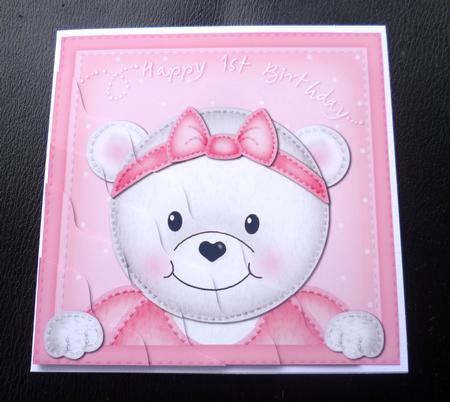 Teddy Tess 1st Birthday Wavy Corner Side Stacker by Charlie Angel