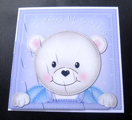 Teddy Ed 1st Birthday Wavy Corner Side Stacker by Charlie Angel
