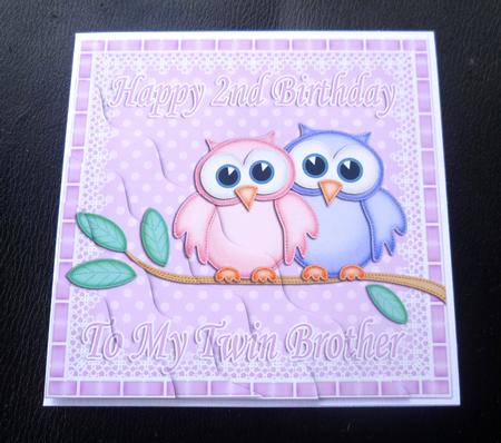 Happy 2nd Birthday to My Twin Brother Owls Wavy Stacker by Charlie Angel