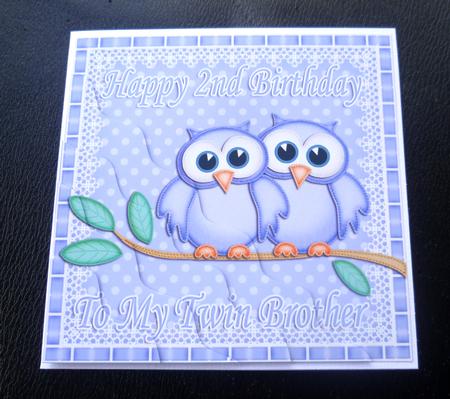 Happy 2nd Birthday to My Twin Brother Owls Wavy Stacker by Charlie Angel