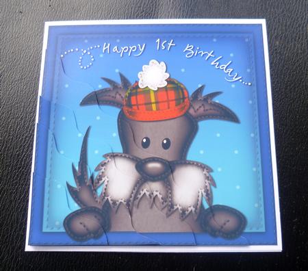 Hamish Scottie Dog 1st Birthday Wavy Corner Side Stacker by Charlie Angel
