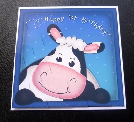 Milly Moo Cow 1st Birthday Wavy Corner Side Stacker by Charlie Angel