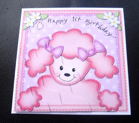 Bon Bon Poodle Dog 1st Birthday Wavy Corner Side Stacker by Charlie Angel