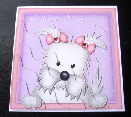 Jess Westie Dog 1st Birthday Wavy Corner Side Stacker by Charlie Angel